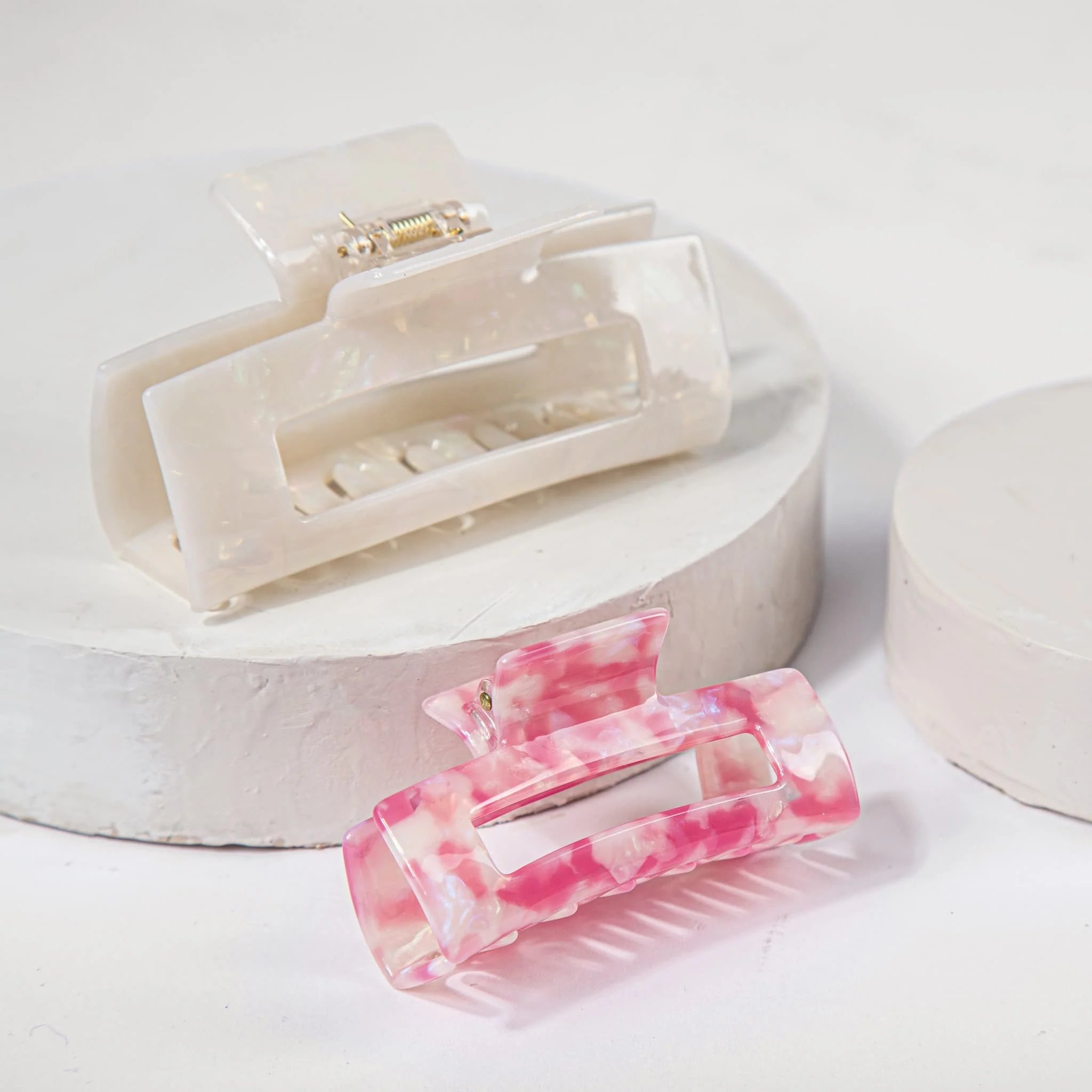 Only Curls Rectangle Claw Clips - Pink - Image 3