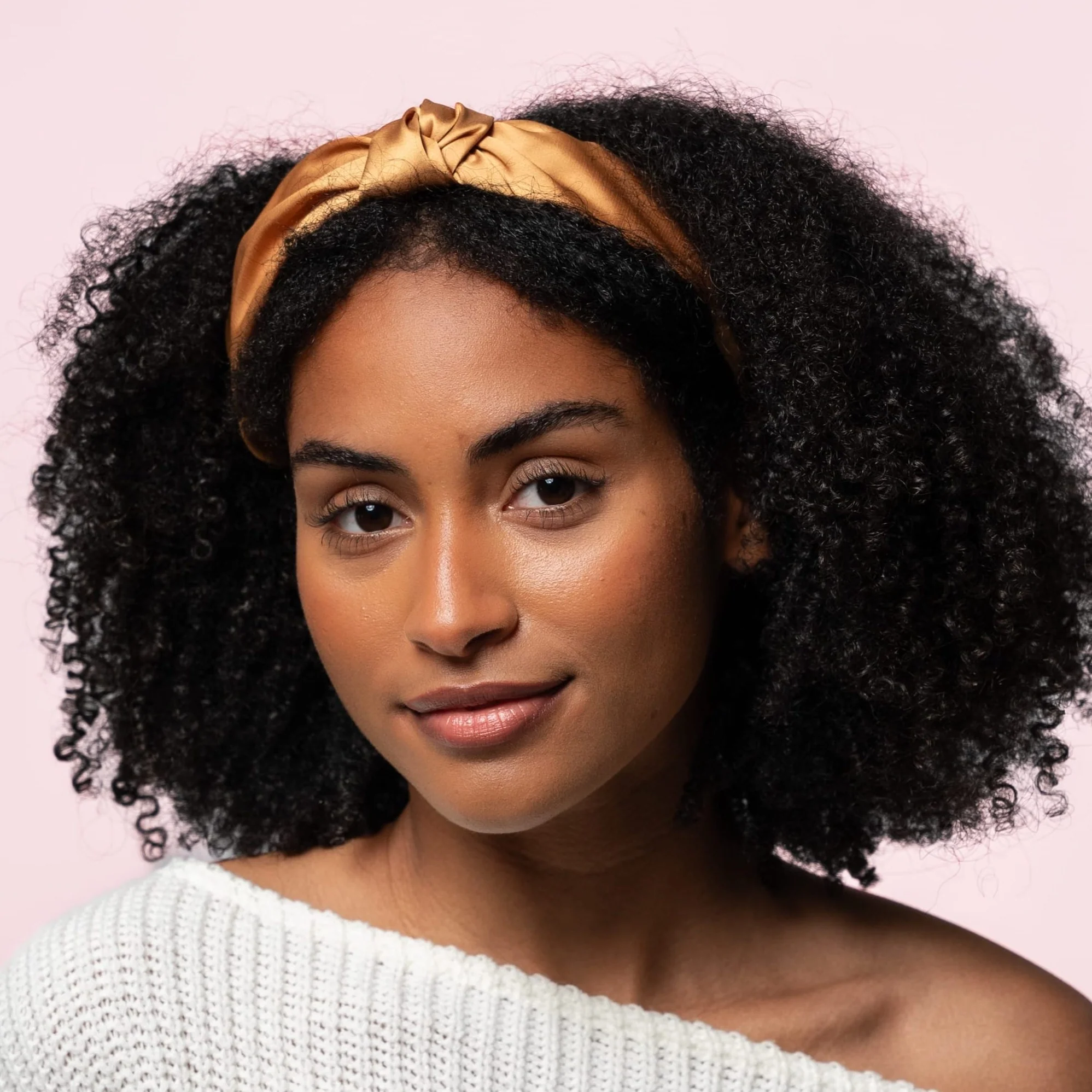 Only Curls Satin Knot Headband - Gold - Image 2