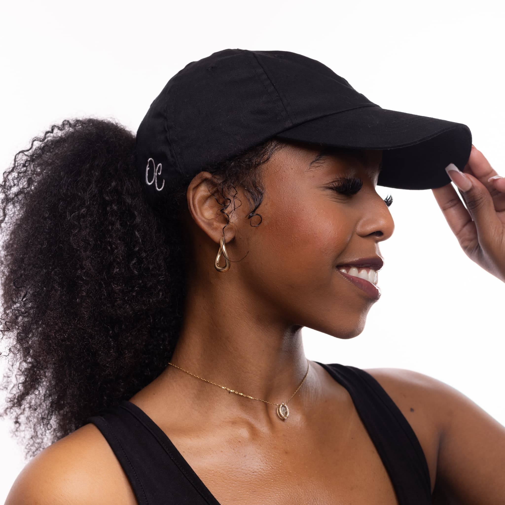 Only Curls Satin Lined Baseball Hat - Black - Image 2