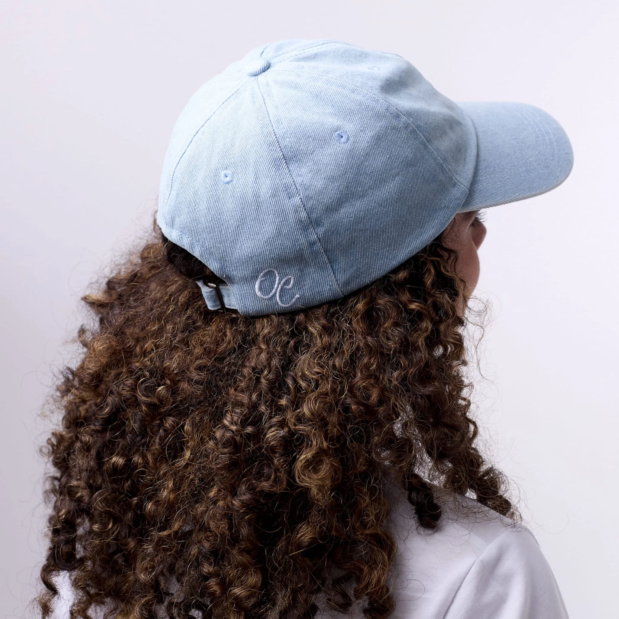 Only Curls Satin Lined Baseball Hat - Denim Blue - Image 5