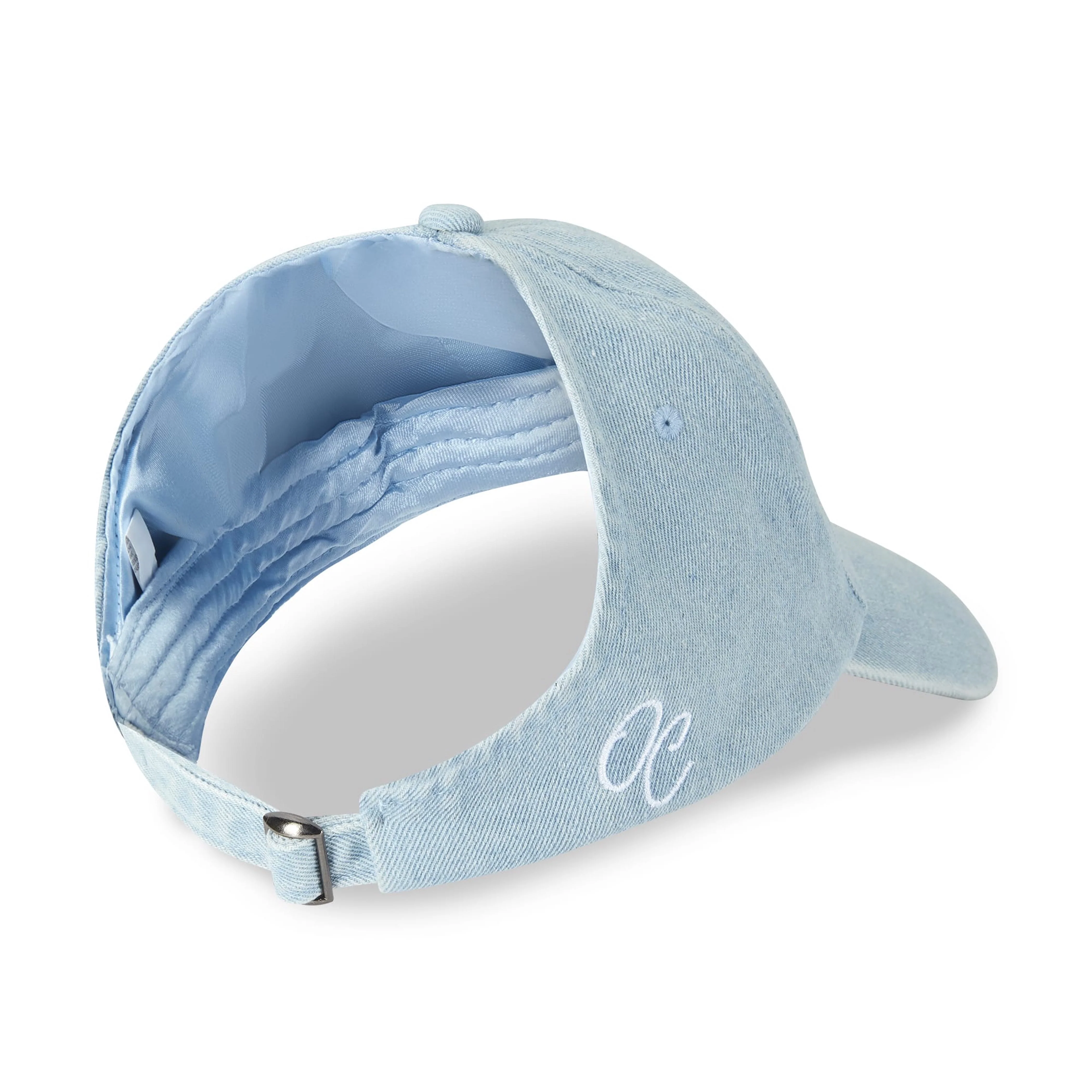 Only Curls Satin Lined Baseball Hat (with open back) - Denim Blue - Image 2