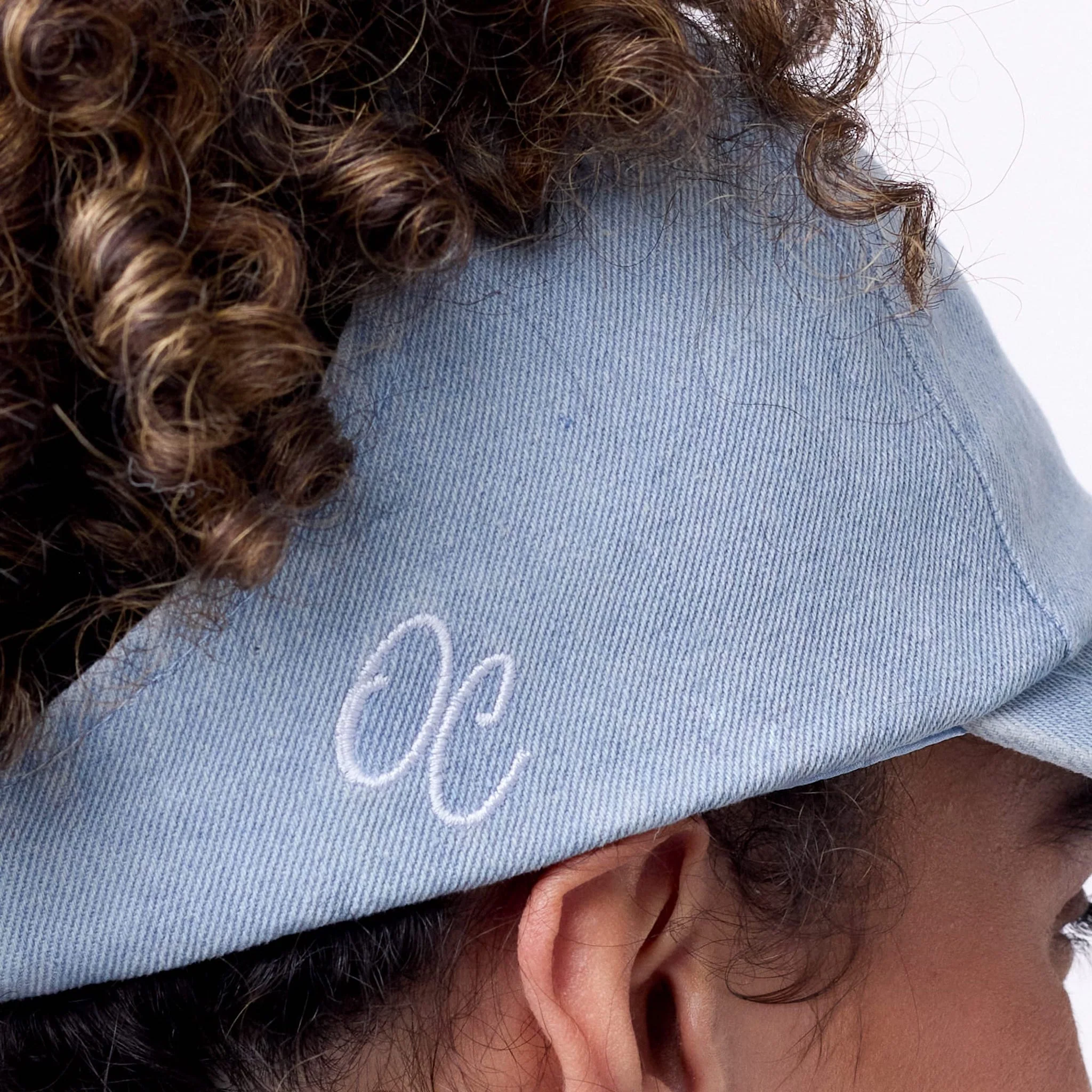 Only Curls Satin Lined Baseball Hat (with open back) - Denim Blue - Image 5