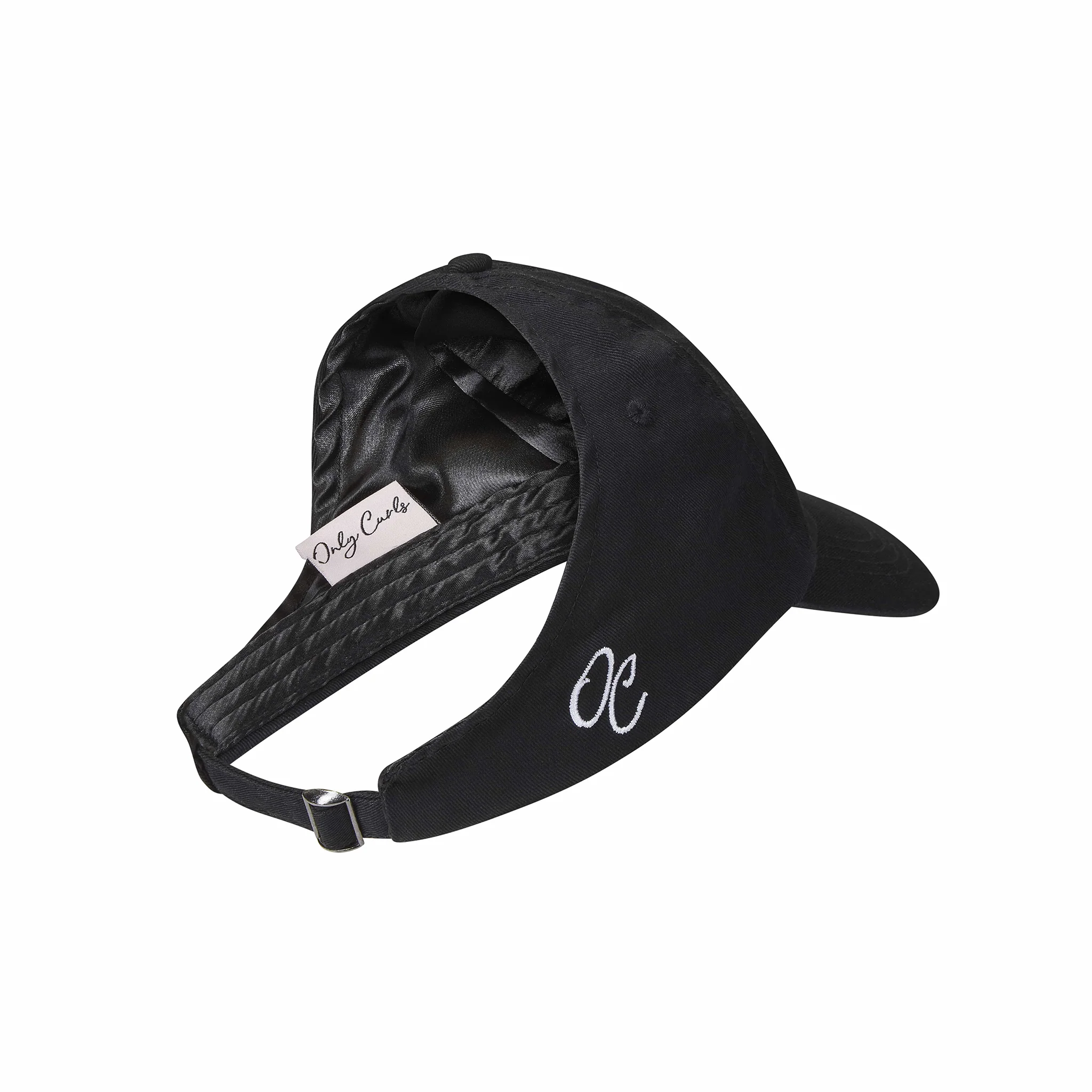 Only Curls Satin Lined Baseball Hat (with open back) - Jet Black - Image 5