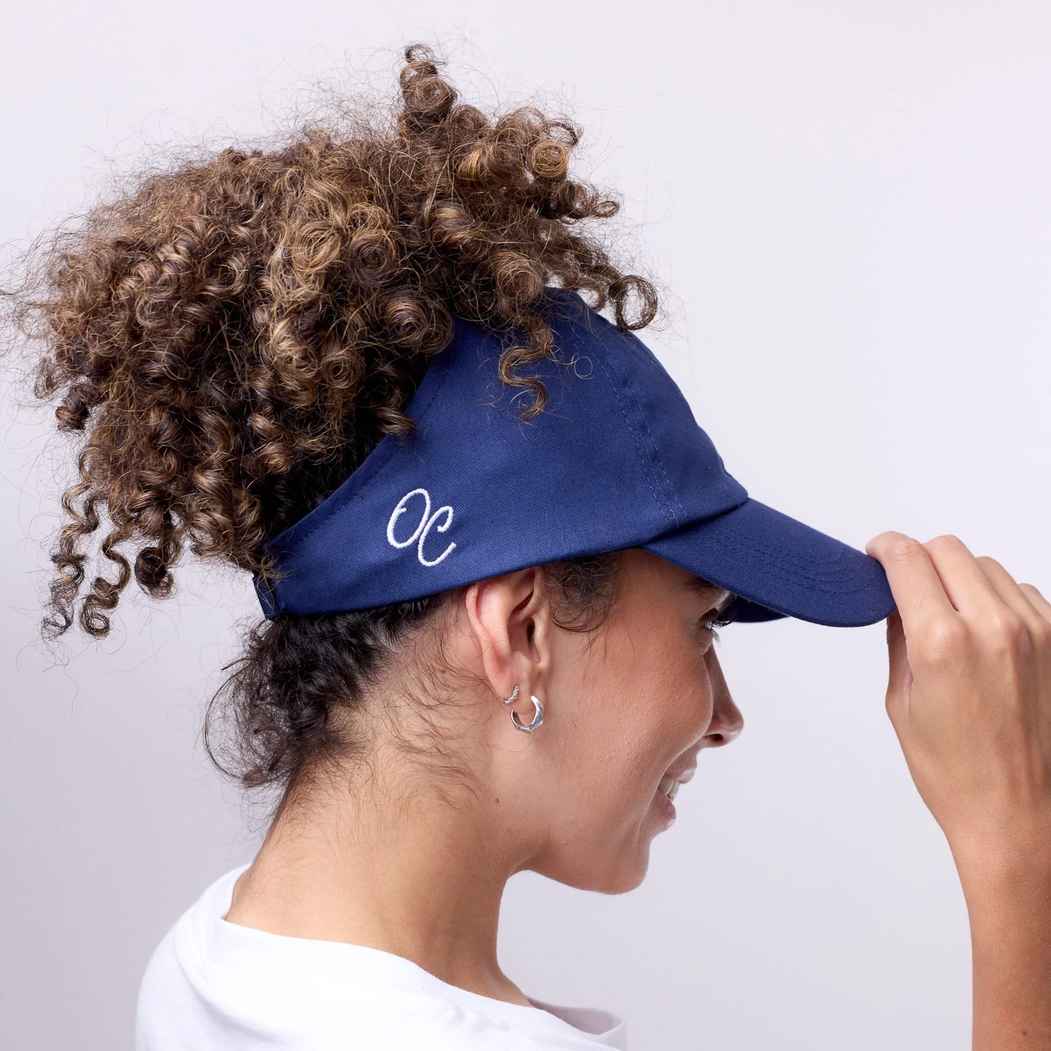 Only Curls Satin Lined Baseball Hat (with open back) - Navy - Image 4