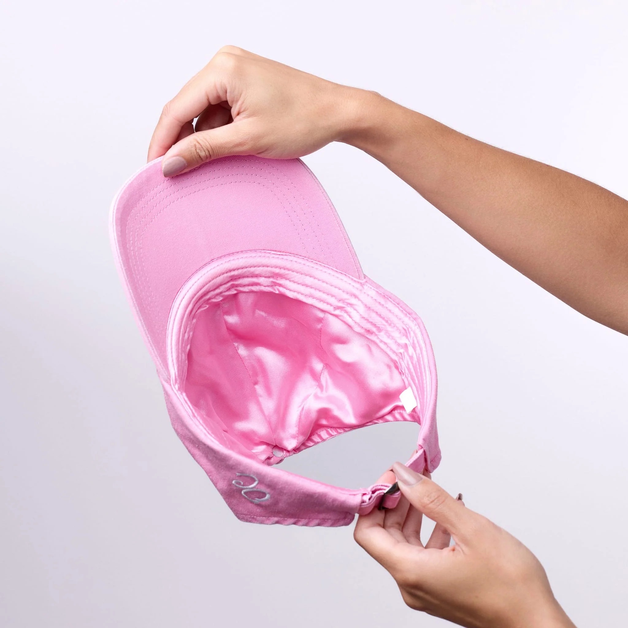 Only Curls Satin Lined Baseball Hat (with open back) - Washed Pink - Image 5